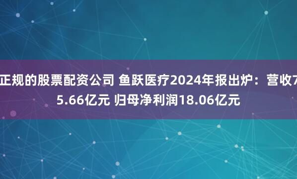 正规的股票配资公司 鱼跃医疗2024年报出炉：营收75.66亿元 归母净利润18.06亿元